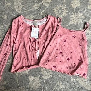 ⭐️ NWT girls self esteem cardigan set stars size small 8